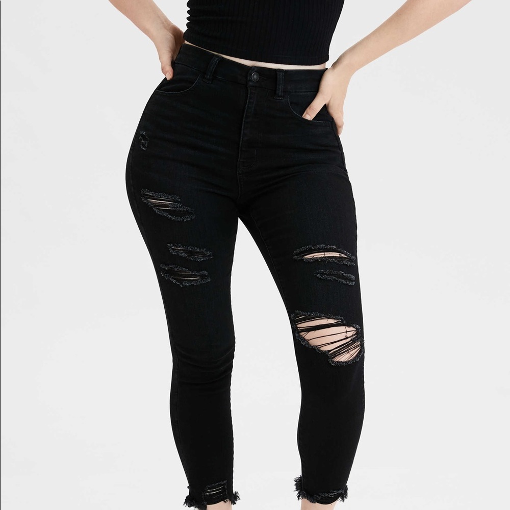Super high rise black jeggings